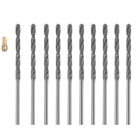 10 Pieces Diamond Drill Bits Set Twist Diamond Tip Drill Bit Heavy Duty Micro Diamond Drill Bit Set for Glass Tile Jewelry, 2.0 mm