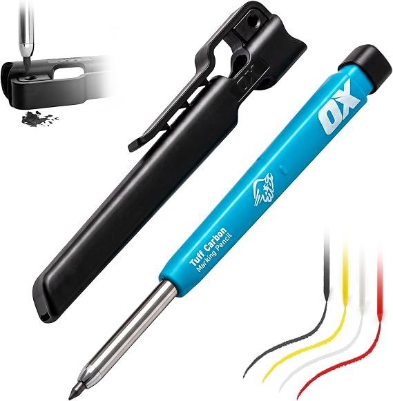 OX 2.8mm Mechanical Carpenter Pencils with 4 Leads & Sharpener