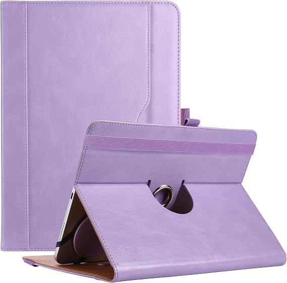 ProCase Universal Tab Case for 10 10.1 Inch Tablet, Cover for 9"-10.1" Android 15 14 Tablet, with 360 Degree Rotatable Kickstand and Multiple Viewing Angles -Light Purple