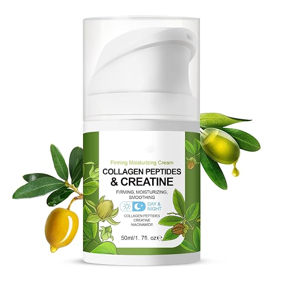 Collagen Peptide Moisturizer Cream,Skin Tightening Firming Cream with Retinol,Creatine and Plant Squalane,Anti Aging and Anti Wrinkle, Day & Night Moisturizing Facial Cream -1.7oz
