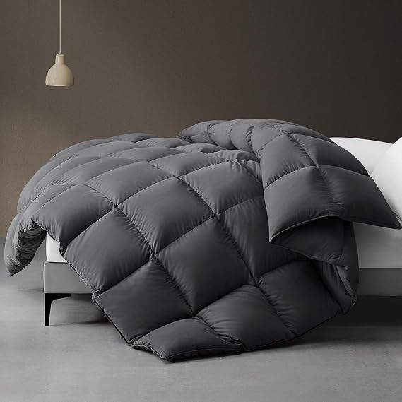 downluxe Down Duvet Comforter, All Seasons Fluffy Duvet Insert, King,104"x90",Grey