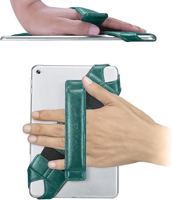 joylink Universal Tablet Hand Strap Holder, 360 Degree Swivel Leather Handle Grip Compatible with 8 Inch Tablets (iPad mini), Dark Green