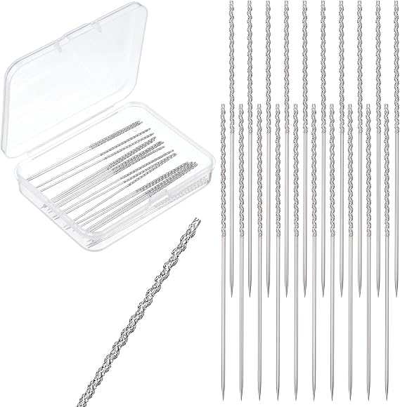 TIESOME 20 PCS Snag Nab It Tool, 2.4 x 0.03 Inch Snag Repair Tool with Case Woven and Knits Sewing Stitching Needle Tools Leather Craft Sewing Needles for Garments Drapes