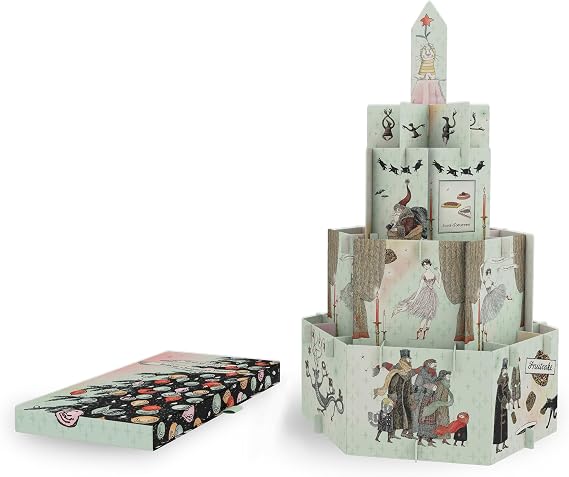 Pomegranate DIY Art Christmas Decor by Edward Gorey | Punch-out buildable display set, holiday family activity, no-AI art, E. Gorey illustrations