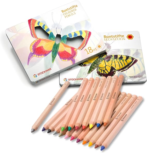 STOCKMAR Colored Pencils Hexagonal 18 Colors + 1 Graphite Pencil
