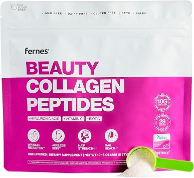 Advanced Collagen Peptides Powder for Women - Hyaluronic Acid, Biotin & Vitamin C, Hydrolyzed Protein Hair, Skin, Nails & Joint Support - Grass Fed Type I & III Keto, Paleo, Kosher 9.88 oz Unflavored
