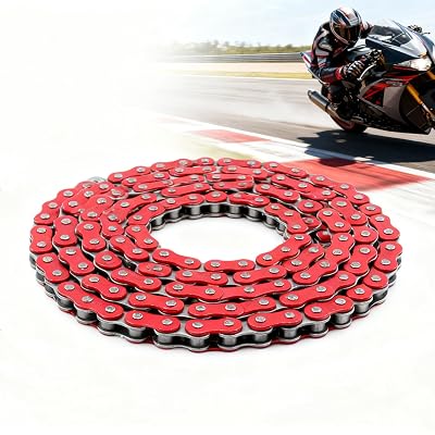 DREAM MOTION 520 Motorcycle Chain 120 Links Heavy High Strength Large Displacement Roller Chain Powersports Parts for Suzuki Kawasaki Ducati CR250 CSR 450cc ATV Quad Dirt Pit Bike Accessories,Red