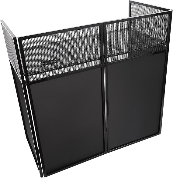 DJ Event Facade Booth with Lighting Scrim and Carry Bag, Portable DJ Facade Table Station Flat Table Top 20x40in, DJ Controller Stand, DJ Mixer Display Stand,Recording Mixer Stand (Black)