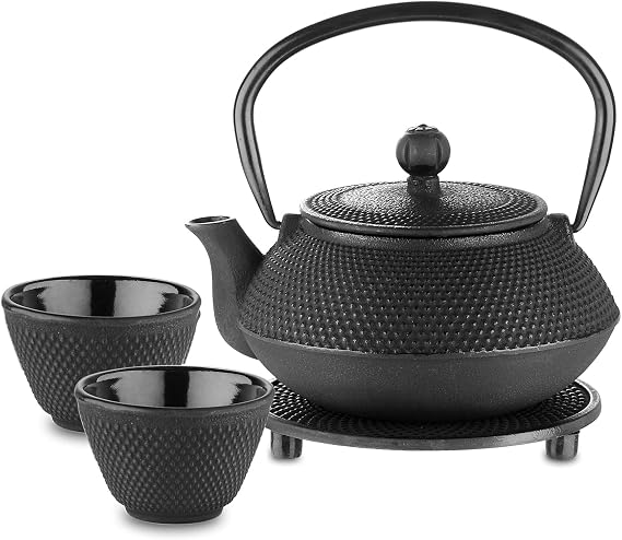 Velaze Cast Iron Teapot Set with Infuser,Japanese Style,2 Cups,700ML,23oz