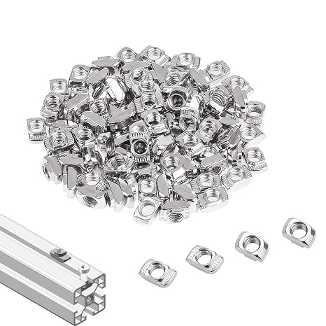 2020 Series T Nuts,105pcs M3 Sliding T Slot Nut Hammer Head Fastener Nut Nickel Plated Carbon Steel, M3 Half Round Roll in T-Nut for 2020 Series Aluminum Extrusion Profile