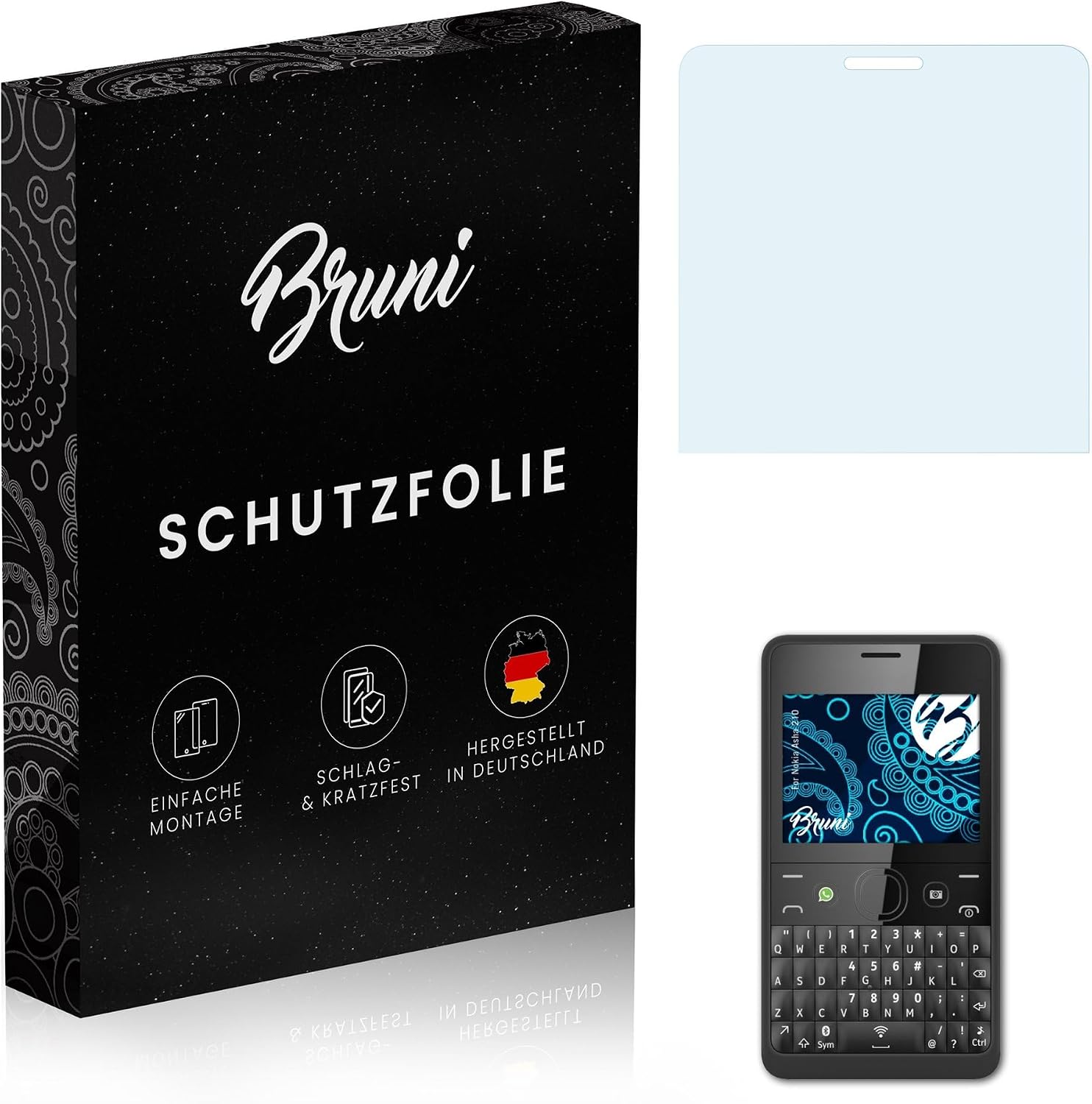 Bruni Screen Protector Compatible with Nokia Asha 210 Transparent Screen Protector (2X)