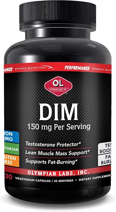 Olympian Labs DIM 150mg - DIM Diindolylmethane Supplement Capsules Supporting Hormone Balance, Clear Skin, PCOS, Aid in Fitness Regimes - 30 Capsules (30 Day Supply)