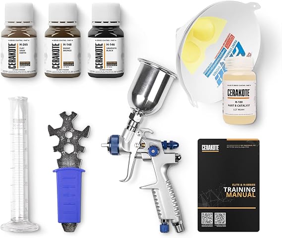 CERAKOTE H-SeriesTop Colors Starter Kit (H-146, H-148, H-265 4 oz. Each) - Everything Needed to Spray Cerakote - Oven Cure - Durable, High Performance Ceramic Coatings