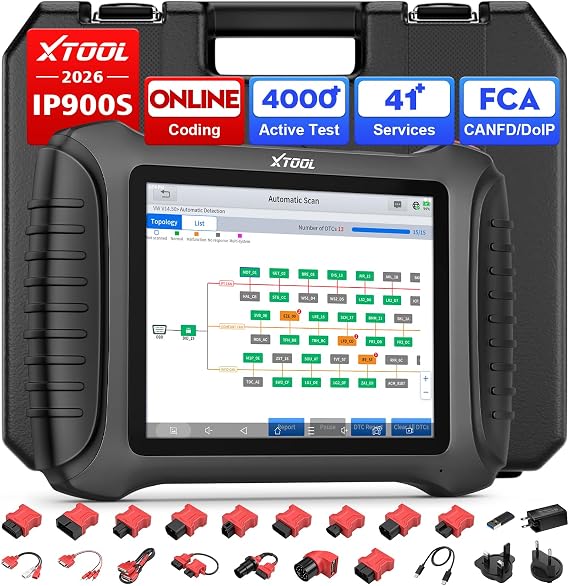 XTOOL IP900S Topology Mapping OBD2 Scanner, ECU Coding Diagnostic Scan Tool | Full System AI-Assisted, 4000+Bidirectional Test, 41+Services, Live Date, FCA/CAN FD/DoIP, ADAS Calibration, 3-Y Free Update