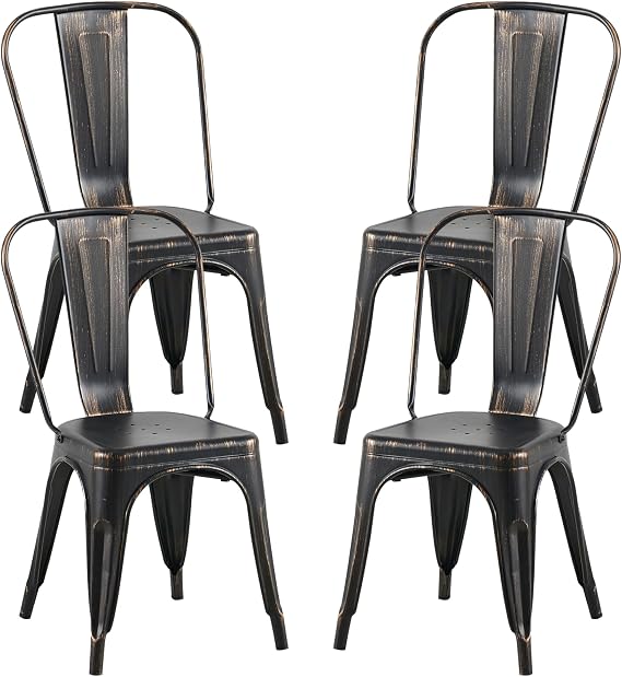 Outdoor Metal Bar Stools Waterproof & Rustproof, Designed for Patio/Deck Bars, Stackable for Storage