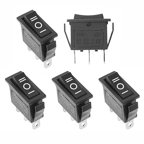 5Pcs SPDT 3 Pins 3 Position ON/Off/ON Toggle Rocker Switch