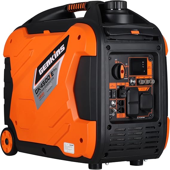 Genkins 4500W Portable Gas Inverter Generator, Pure Sine Wave, Electric Start Parallel Capable for RV Camping Home Backup