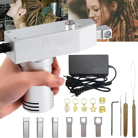 Dreadlocks Machine,Dreadlock Machine Kit for Locs Electric Instant Portable Dreadlocks Machine loc Machine Dreadlock Maker Can Be Directly Work on Head(6 Replacement Holes)