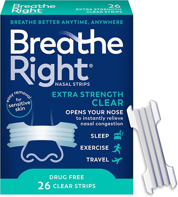 Breathe Right Nasal Strips | Extra Strength | Tan Nasal Strips | Help Stop Snoring | Drug-Free Snoring Solution & Instant Nasal Congestion Relief Caused by Colds & Allergies | 26 Count