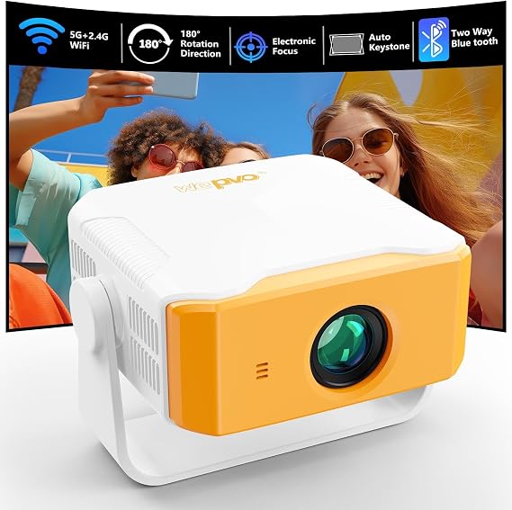 Mini Projector Portable Rotatable with Electronic Focus & Auto Kyestone
