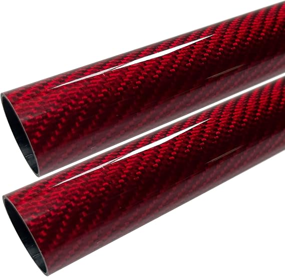 CARBON FIBER TUBE - BRIGHT RED - 14mm X 12mm X 1000mm - Hollow carbon fiber rods - Glossy carbon tubes - Pure carbon fibre tubes - Lightweight High Strength Carbon Fiber Shaft -3K Wrap (1)