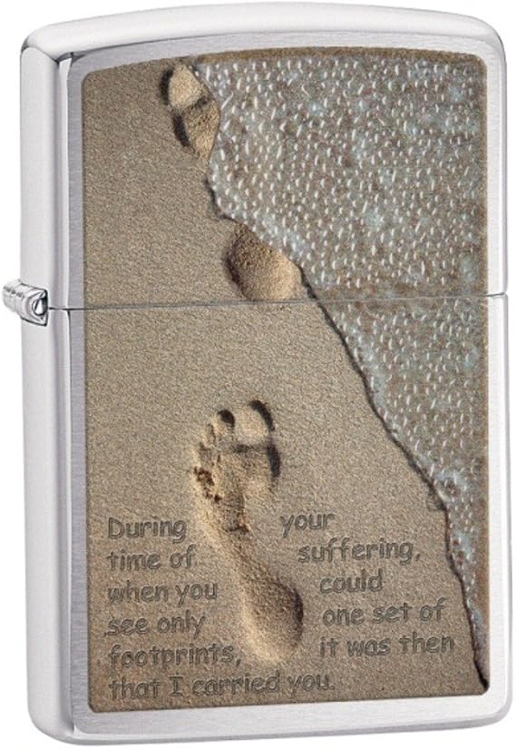 Customized Personalized ZIPPO Footprints in The Sand Chrome Lighter Windproof Oil Lighter Engraving