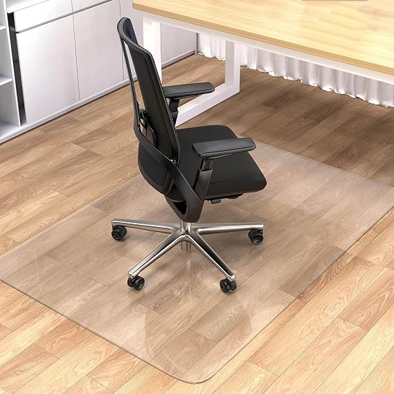Chair Mat for Rolling Chairs, 46" 50'' 56'' 60" 64'' 72'' Clear Chair Mats for Carpeted Floors, Non-Slip Computer Under Desk PVC Floor Mat for Work Gaming Chairs, Easy to Clean