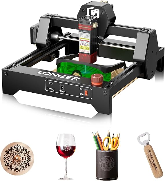 LONGER Ray5 mini Laser Engraver, 32-Bit High-Speed 12000mm/min, 0.04mm Compressed Spot, WiFi APP Control, 130140mm Engraving Area, Eye Protection, for Wood, Acrylic, Paper (3.5W)