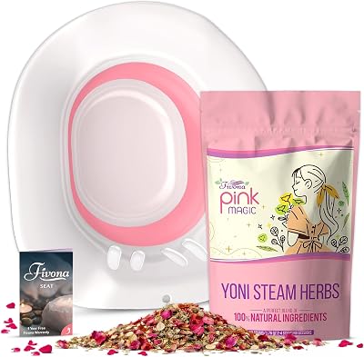 Fivona Yoni Steam Kit 2-in-1 Bundle of Steaming Seat with Pink Magic Herbs Bundle - at Home V-SPA Cleansing Set for Toilet Bowl - Detox and Rejuvenate with All-Natural Herbal Therapy