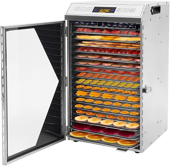 Food Dehydrator Electric 800W Food Dehydrator Machine with 18 Stainless Steel Trays Large Food-Dehydrators Machine for Herbs, Meat, Fruit and Veggies, 0-12H Timer, 104-194F Temperature Control