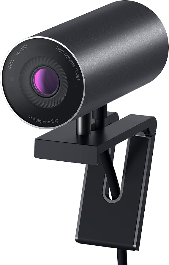 Dell UltraSharp Webcam – WB7022 – 4K UHD – 722-BBBI 3840x2160, 30fps, Sony STARVIS sensör, yapay zeka otomatik çerçeveleme, 90° geniş açı, USB-C bağlantı, manyetik klips