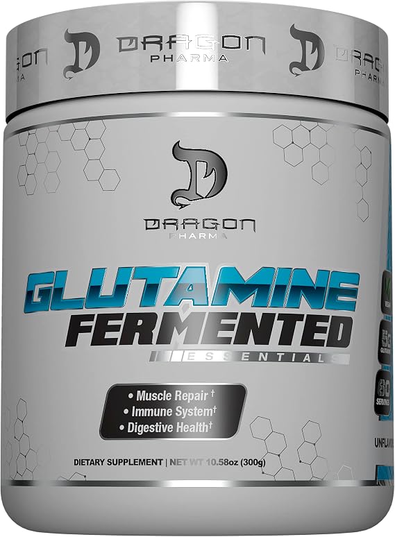 DRAGON PHARMA Fermented Glutamine, Aids in Muscle Repair, Improves Digestive Health, Vegan, 5g of Glutamine (60 Servings)