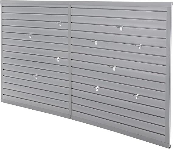 Slatwall Panel Wall Storage Systems, 10 with Panels4 x 8ft Slat Wall Paneling Garage Wall Organizer, Industrial Strength Storage, Heavy Duty Wall Mounted PVC Wall Rack (Charcoal Dark Grey ) (8X4FT)