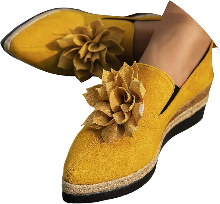 Hbeylia Espadrilles Platform Sneakers for Women Fashion Bowknot Round Toe Chunky Bottom High Heels Canvas Shoes Anti Slip Trendy Slip On Walking Loafers for Outdoor Travel