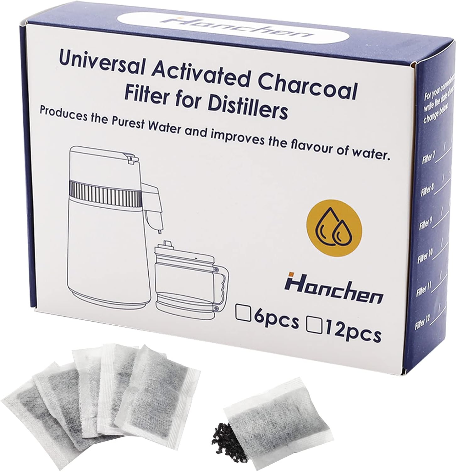 12 Pieces Activated Charcoal Filter 7.7 cm  5.5 cm Replacement Filters for Hanchen Water Distillers and Other Distillers
