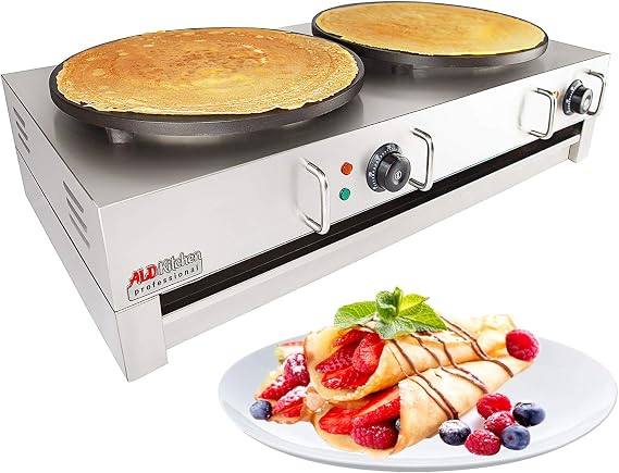 ALDKitchen Crepe Maker Commercial | Electric Pancake Maker | Nonstick 16 Plate | 110V (Double)