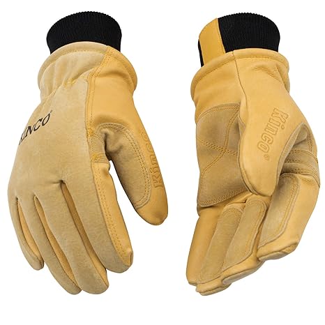 Kinco Lined Heavy Duty Premium Grain & Suede Pigskin Driver with Knit Wrist
