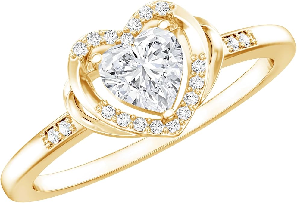 Verified 0.5 Ct Lab Grown Diamond Heart Ring For Her, Ef-Vs Quality