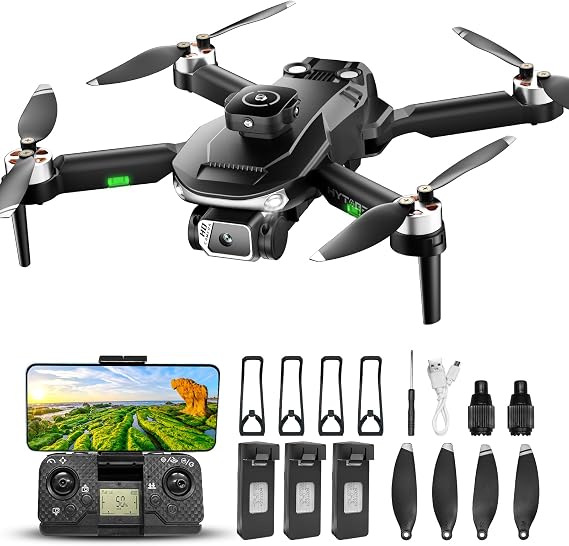 S165 Drone with 1080P Camera, Foldable Remote Control Drone for Adults | 3 Batteries(45 Mins ),Headless Mode, 360 Rotation, Altitude Hold, Propeller Guards, 249g FAA-Exempt(Age 14+)(Black)