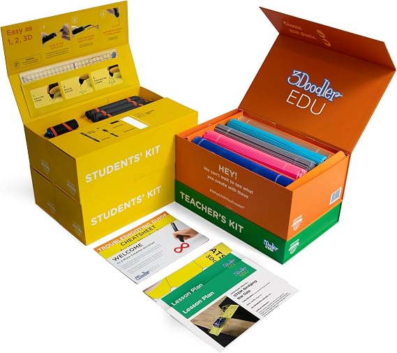 3Doodler EDU Create+ Learning Pack, Full Set with 12 3D Printing Pens + 1200 Strands of Plastic Filament + Classroom Activity Plans