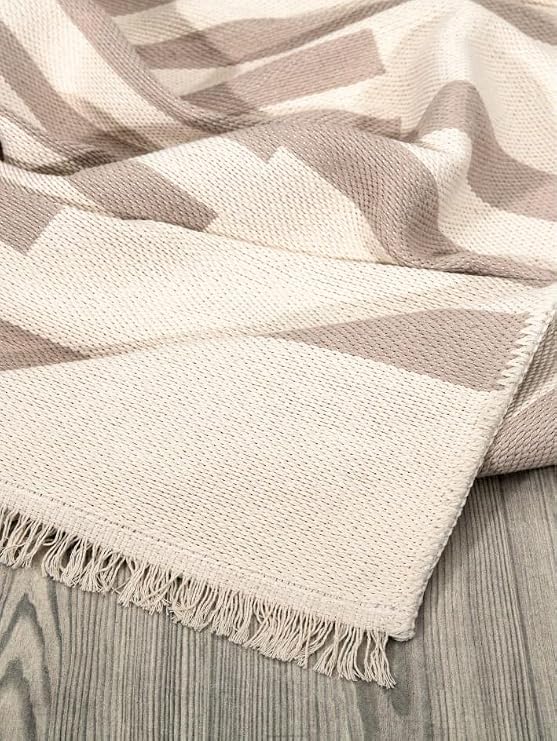 MEC HOME Karesse 134 - Modern, Yıkanabilir, Çift Taraflı Kilim - 7 Boyut Seçeneği ile Salon, Yatak Odası, Mutfak ve Antre Kilim (Bej-Krem) (80x150)