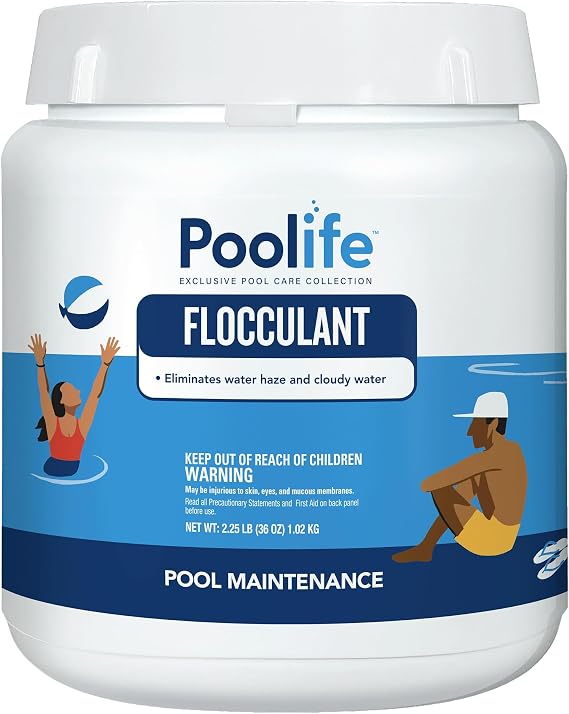 Poolife Flocculant 2.25 lb - Pool Water Clarifier & Filter Aid Treatment - Fast-Acting Formula Clears Cloudy Water - Improves Filtration & Removes Fine Particles - for All Swimming Pool Types