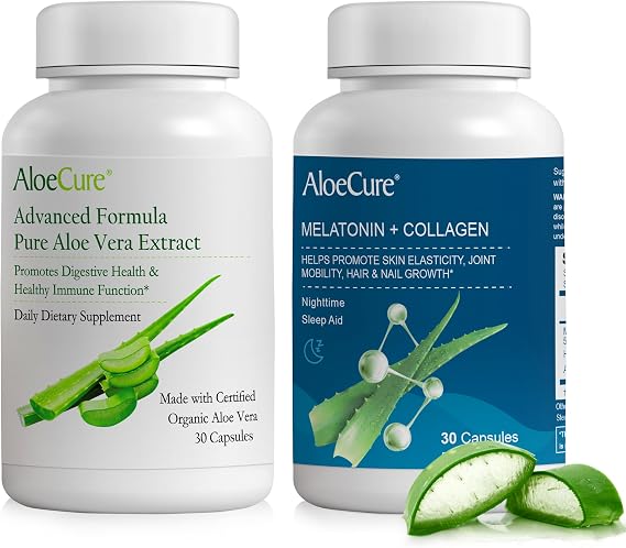 AloeCure Organic Aloe Vera Capsules 2 Pack
