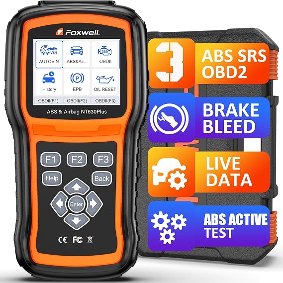 FOXWELL NT630 Plus OBD2 Scanner with ABS and SRS, ABS Auto Bleed, 4 Resets | Brake Code Reader, ABS Bidirectional Scan Tool, Oil EPB SAS Check Engine Light, Live Data, No Subscription, WiFi Update
