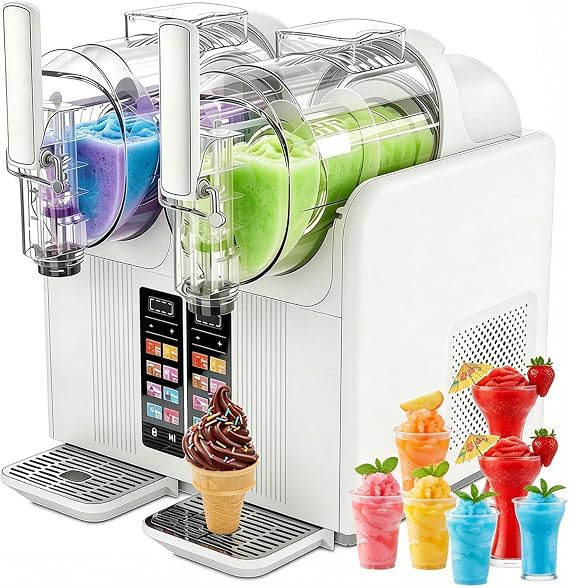 2-in-1 Slush Machine & Soft Serve Ice Cream Maker, with 7 Presets and LED Display, 140oz Large, Auto-Clean, for Margaritas, Frappes, Smoothies White