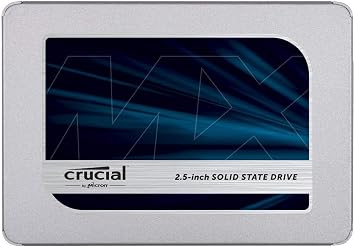 Crucial MX500 500GB 3D NAND SATA 2.5 Inch Internal SSD - CT500MX500SSD1, Blue/Gray
