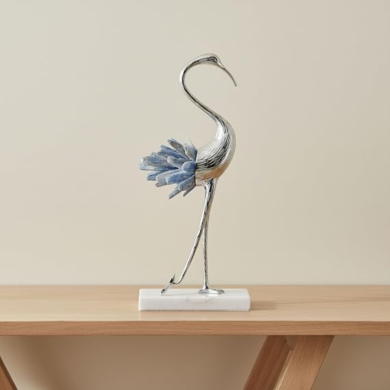 Large Marble & Stone Decorative Bird Accent for Table Top & Shelf, Coffee Table Decor for Living Room Indoor Home Decor, Modern Stylish Tabletop Accessories Accent Piece 12", Blue