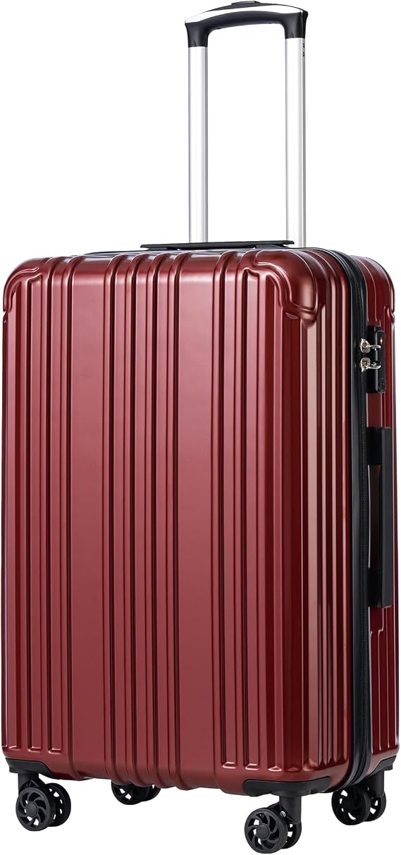 Coolife Luggage Travel Suitcase PC+ABS Carry-on Spinner TSA Lock Spinner Telescopic Handle