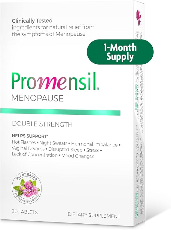 Promensil Menopause Double Strength - Menopause Supplements for Women, Estrogen Vitamins, Red Clover Isoflavones, Helps Support Hot Flashes, Night Sweats, Restlessness - 30 Count
