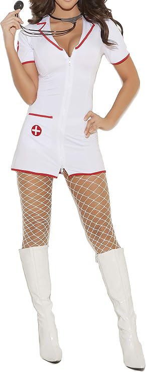 Nurse Uniform Mini Dress Adult Cosplay Costume Set